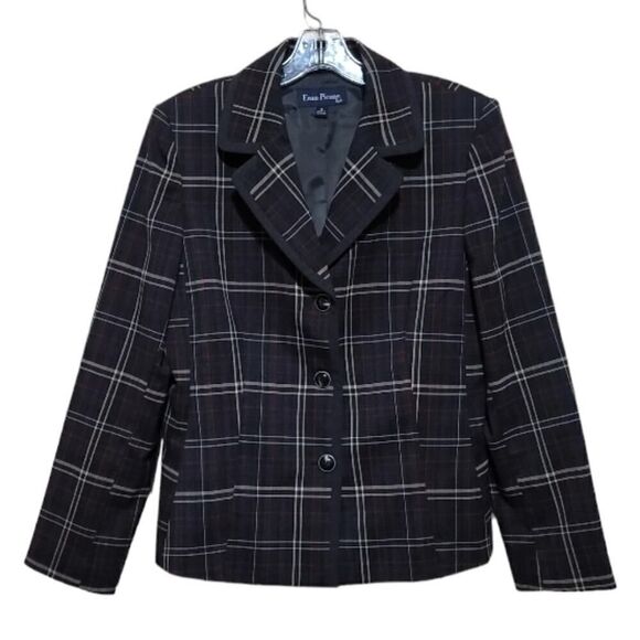 Evan-Picone Women's Gray Plaid Multicolored Blazer Jacket Sz 12 - Picture 1 of 8